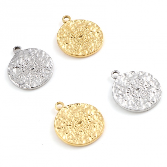 Imagen de Acero Inoxidable Galaxia Colgantes Charms Ronda Multicolor Sol 18mm x 15mm, 1 Unidad