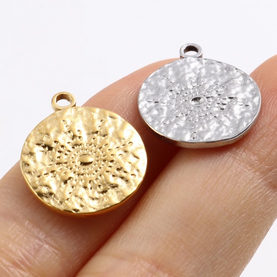 Imagen de Acero Inoxidable Galaxia Colgantes Charms Ronda Multicolor Sol 18mm x 15mm, 1 Unidad