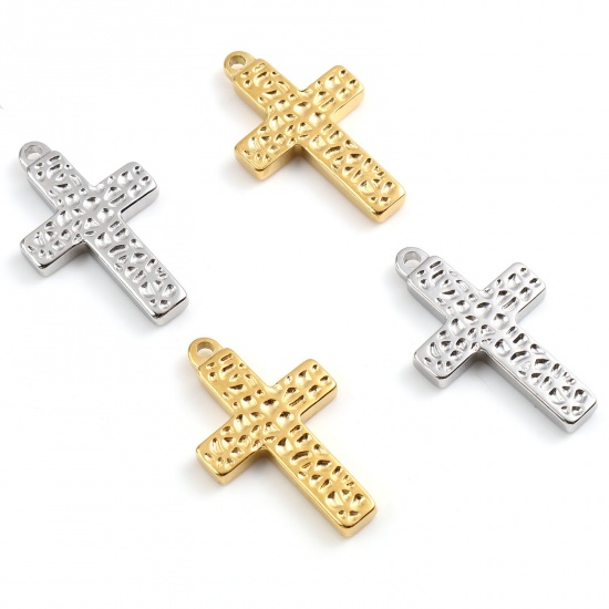 ステンレス鋼 宗教 チャーム クロス 多色 29mm x 17mm、 1 個 の画像
