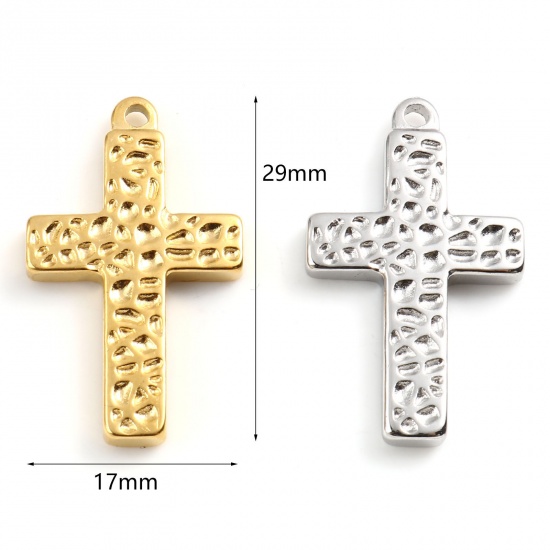 ステンレス鋼 宗教 チャーム クロス 多色 29mm x 17mm、 1 個 の画像