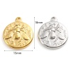 ステンレス鋼 昆虫 チャーム 円形 多色 蜂 18mm x 15mm、 1 個 の画像