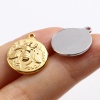 ステンレス鋼 昆虫 チャーム 円形 多色 蜂 18mm x 15mm、 1 個 の画像