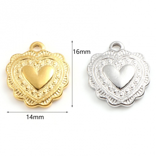 Picture of Stainless Steel Valentine's Day Charms Heart Multicolor 16mm x 14mm, 1 Piece