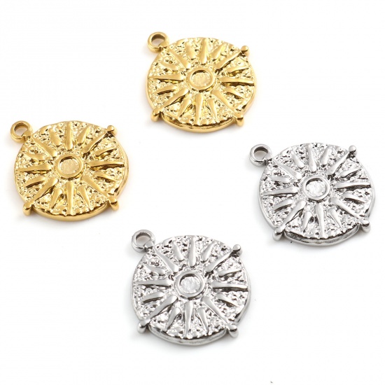 Bild von Edelstahl Galaxis Charms Rund Bunt Sonne 22mm x 20mm, 1 Stück