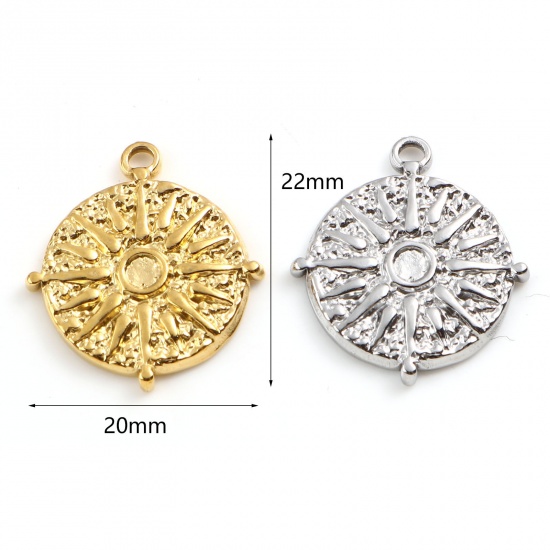 Bild von Edelstahl Galaxis Charms Rund Bunt Sonne 22mm x 20mm, 1 Stück
