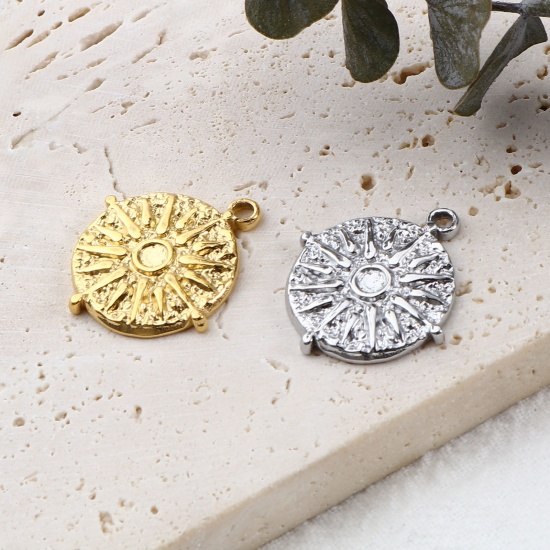 Bild von Edelstahl Galaxis Charms Rund Bunt Sonne 22mm x 20mm, 1 Stück