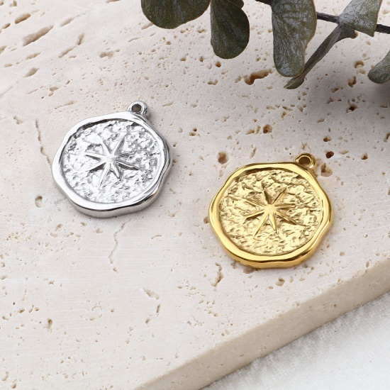Image de Breloques en Acier Inoxydable Galaxie Rond Multicolore Etoile 20mm x 16mm , 1 Pièce