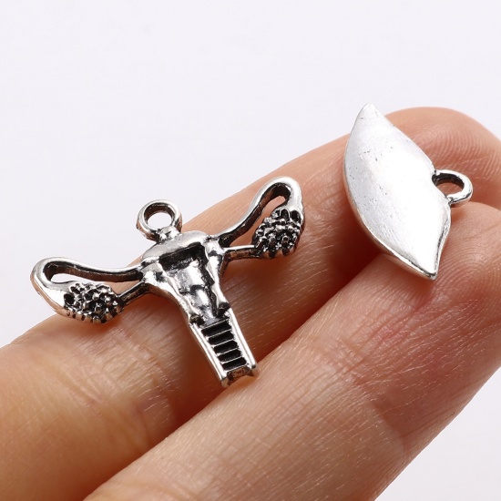 Picture of Zinc Based Alloy Anatomy Jewerly Charms Antique Silver Color 10 PCs