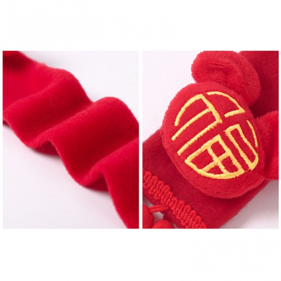 Immagine di Chinese Character Blessing New Year Velvet Cat Dog Scarf Pet Supplies