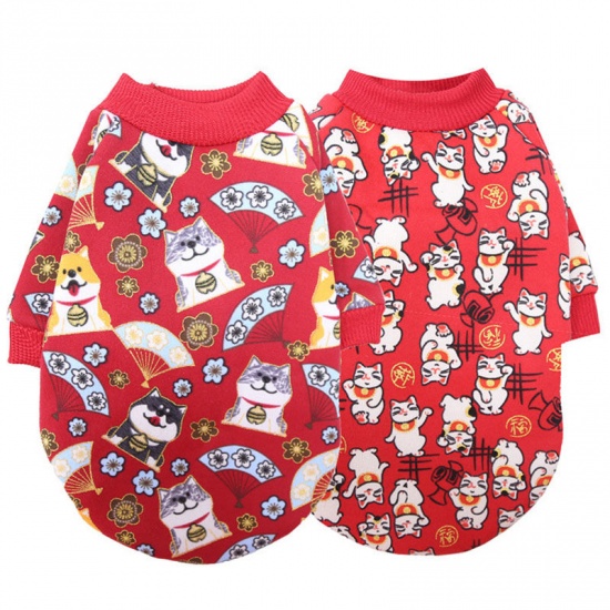 Immagine di New Year Two-Legged Velvet Lining Dogs And Cats Printed Hoody Sweater Skirt Pet Clothes
