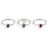 Picture of Stainless Steel Birthstone Unadjustable Rings Silver Tone Circle Ring Multicolor Rhinestone 16.5mm(US Size 6), 1 Piece
