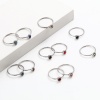 Picture of Stainless Steel Birthstone Unadjustable Rings Silver Tone Circle Ring Multicolor Rhinestone 16.5mm(US Size 6), 1 Piece
