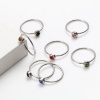 Picture of Stainless Steel Birthstone Unadjustable Rings Silver Tone Circle Ring Multicolor Rhinestone 16.5mm(US Size 6), 1 Piece