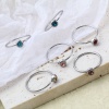 Picture of Stainless Steel Birthstone Unadjustable Rings Silver Tone Circle Ring Multicolor Rhinestone 16.5mm(US Size 6), 1 Piece