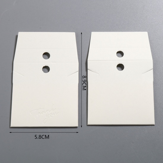 Immagine di Carta Cartoncini Espositori per Gioielli Geometrica Bianco Sporco 8.9cm x 5.8cm, 50 Pz