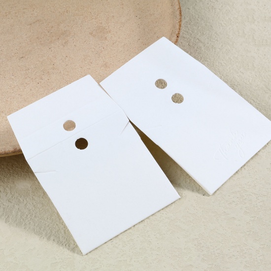Picture of Paper Jewelry Display Card Creamy-White Geometric 8.9cm x 5.8cm, 50 PCs