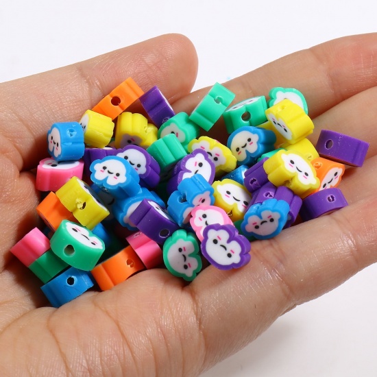 Picture of Polymer Clay Weather Collection Beads Cloud Multicolor About 10mm x 7mm, Hole: Approx 2.1mm, 100 PCs