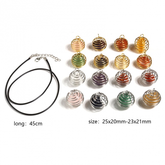 Picture of Gemstone ( Natural ) Charms Multicolor Spring Round 25mm x 20mm, 1 Piece
