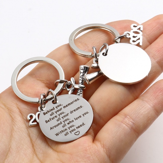 Picture of Stainless Steel College Jewelry Keychain & Keyring Diploma Silver Tone 2022 1 Piece