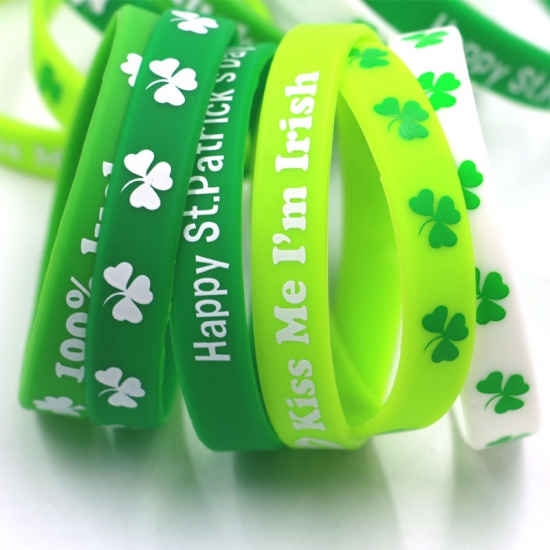 Immagine di Saint Patrick's Day Products Clover Silicone Bracelet Gift