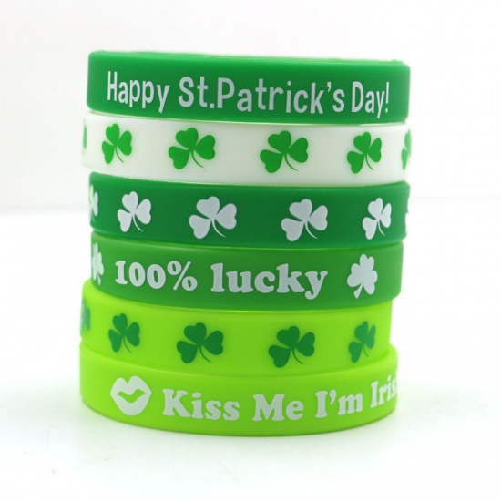 Immagine di Saint Patrick's Day Products Clover Silicone Bracelet Gift