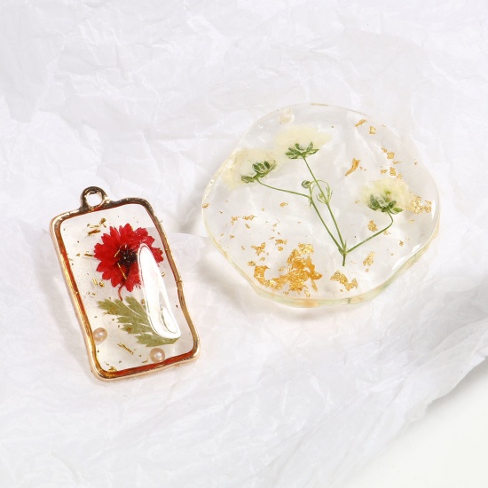 Picture of Resin & Real Dried Flower Charms Multicolor Transparent Foil 1 Piece