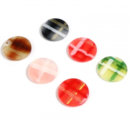 Acrylic Charms Round Multicolor At Random 25mm Dia., 5 PCs