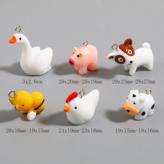 Picture of Resin Charms Animal Silver Tone Multicolor 10 PCs