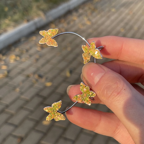 Immagine di Rame Orecchini a bottone per orecchini a bottone per orecchio destro Multicolore Farfalla Paillettes 5.5cm x 4cm, 1 Pz