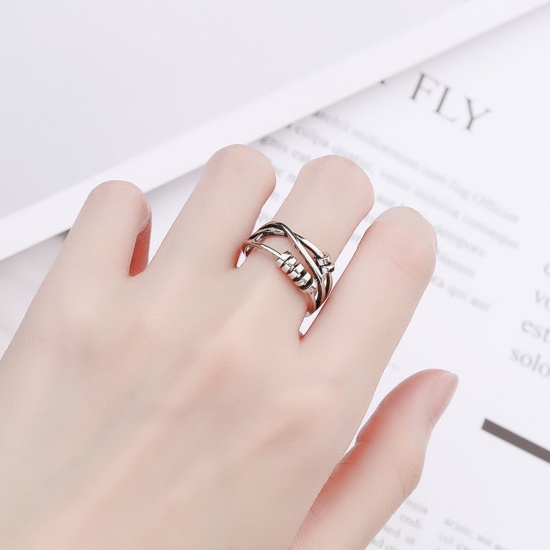 Picture of Open Adjustable Rings Silver Tone Multilayer Geometric 1 Piece