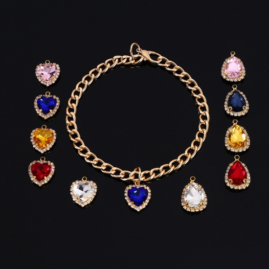 Picture of Zinc Based Alloy Pet Collar Gold Plated Heart Multicolour Cubic Zirconia 1 Piece