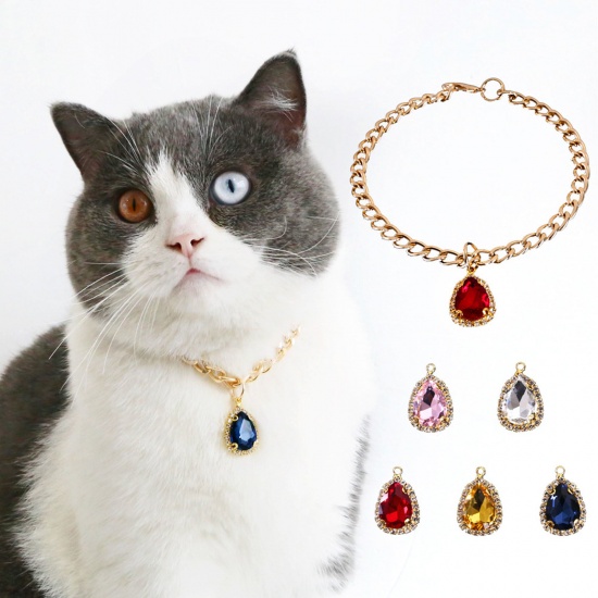 Picture of Pet Collar Gold Plated Drop Multicolour Cubic Zirconia 1 Piece