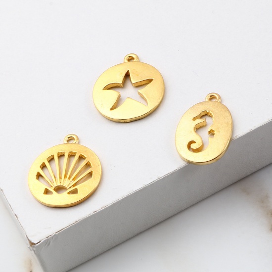 Picture of Zinc Based Alloy Ocean Jewelry Charms Antique Copper 20 PCs