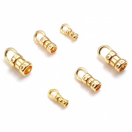 Picture of Brass End Caps 18K Real Gold Plated Cylinder 2 PCs