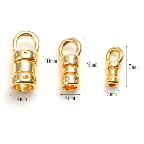 Picture of Brass End Caps 18K Real Gold Plated Cylinder 2 PCs