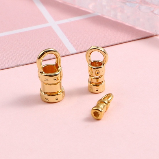 Picture of Brass End Caps 18K Real Gold Plated Cylinder 2 PCs