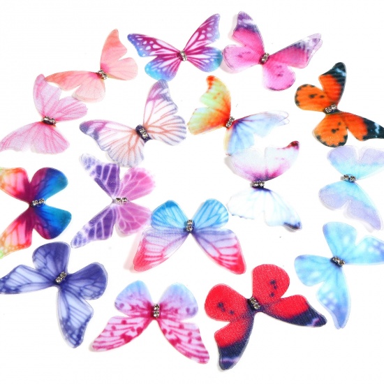 Immagine di Organza Eterea Farfalla Applique Multicolore Farfalla Trasparente 3cm x 2cm, 5 Pz