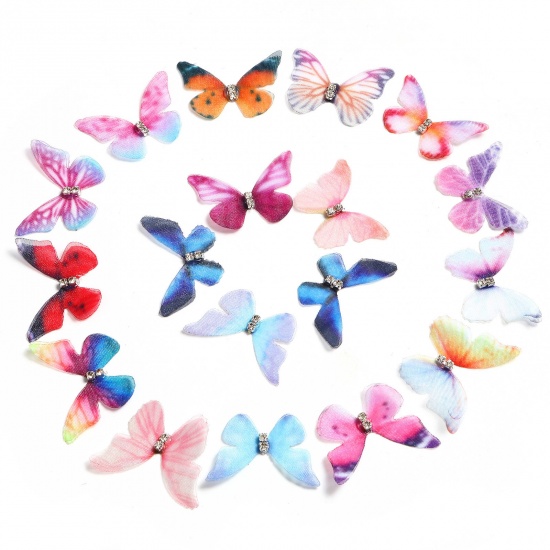 Imagen de Organdí Mariposa Etérea Apliques Multicolor Mariposa Transparente 4.8cm x 4cm, 5 Unidades