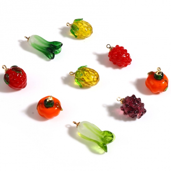 Picture of Lampwork Glass Charms Multicolor Fruit 2 PCs