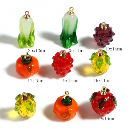 Picture of Lampwork Glass Charms Multicolor Fruit 2 PCs