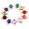 Picture of Brass & Glass Birthstone Connectors Rose Gold Multicolor Round Faceted 15mm x 9mm, 5 PCs