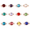 Picture of Brass & Glass Birthstone Connectors Rose Gold Multicolor Round Faceted 15mm x 9mm, 5 PCs