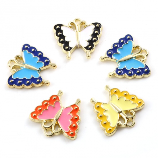 Image de Breloques Insecte en Alliage de Zinc Papillon Doré Multicolore 5 Pcs