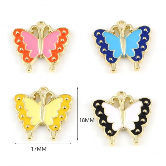 Image de Breloques Insecte en Alliage de Zinc Papillon Doré Multicolore 5 Pcs