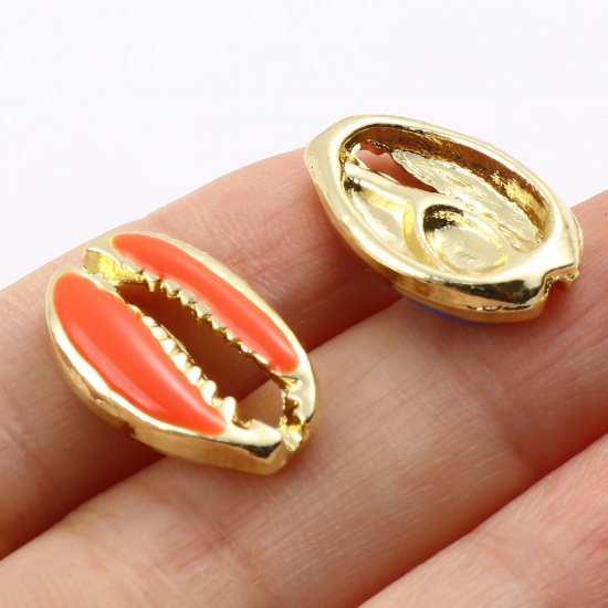 Picture of Zinc Based Alloy Connectors Shell Gold Plated Multicolor Enamel 18mm x 12mm, 5 PCs