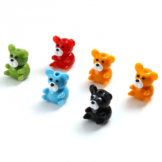 Picture of Lampwork Glass Beads Mouse Animal Multicolor About 20mm x 16mm, Hole: Approx 2.4mm, 2 PCs