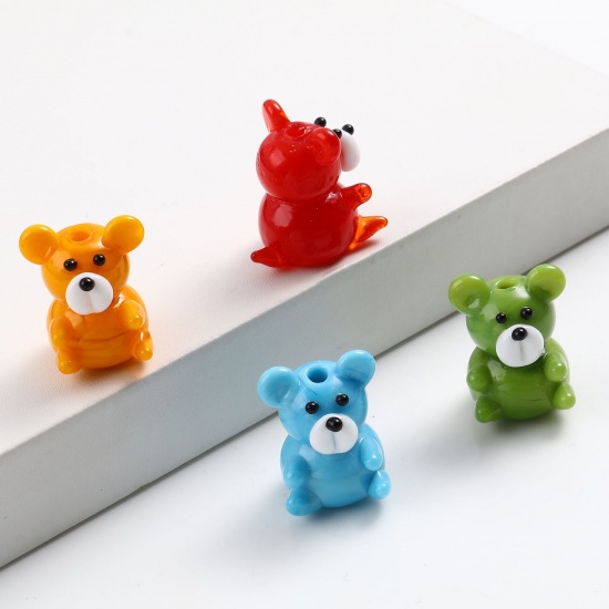 Picture of Lampwork Glass Beads Mouse Animal Multicolor About 20mm x 16mm, Hole: Approx 2.4mm, 2 PCs