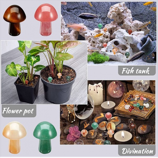 Picture of Agate ( Natural ) Micro Landscape Miniature Shelter House Aquarium Home Decoration Mushroom Multicolor