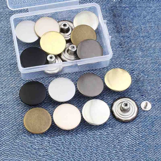 Picture of Zinc Based Alloy Metal Detachable Instant Snap Tack Fastener Jeans Buttons Pant Waistband Extender Round Multicolor 2 PCs