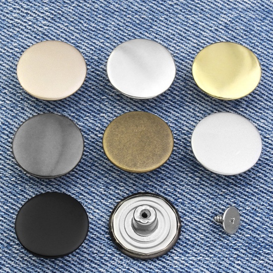 Picture of Zinc Based Alloy Metal Detachable Instant Snap Tack Fastener Jeans Buttons Pant Waistband Extender Round Multicolor 2 PCs